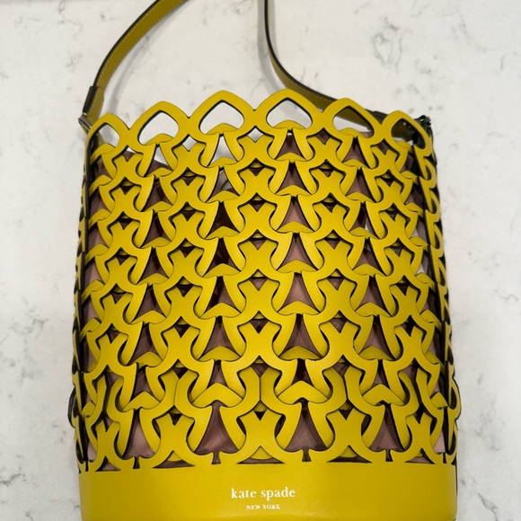 Kate Spade Woven Heart Bucket Bag - Yellow Large - Picture 2 of 11